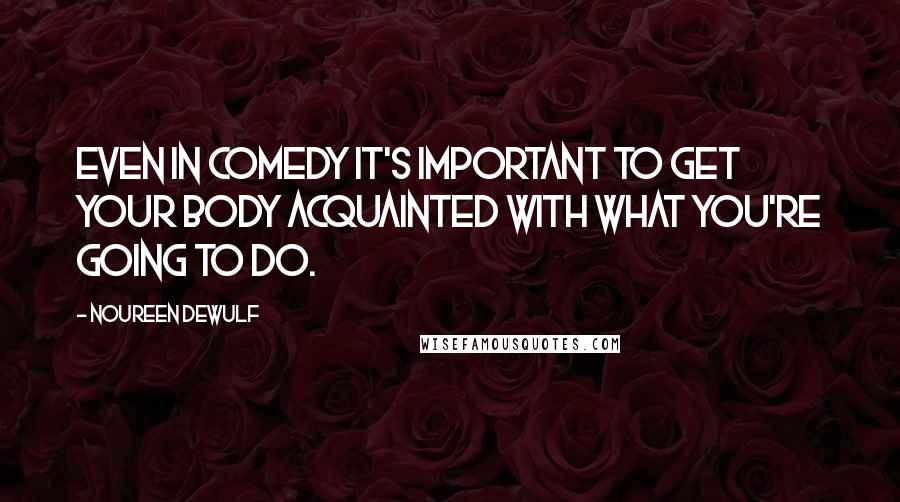 Noureen DeWulf Quotes: Even in comedy it's important to get your body acquainted with what you're going to do.