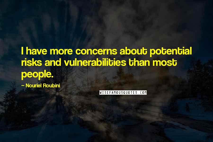 Nouriel Roubini Quotes: I have more concerns about potential risks and vulnerabilities than most people.