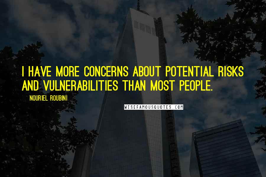 Nouriel Roubini Quotes: I have more concerns about potential risks and vulnerabilities than most people.