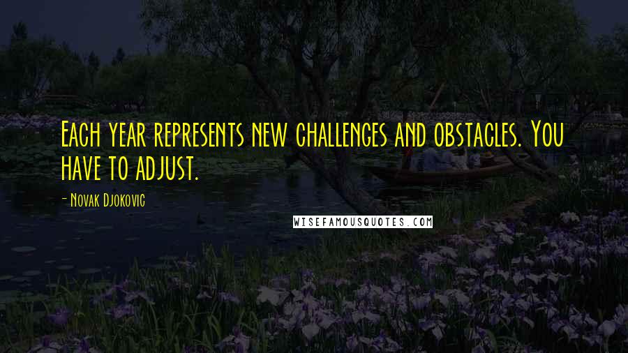Novak Djokovic Quotes: Each year represents new challenges and obstacles. You have to adjust.