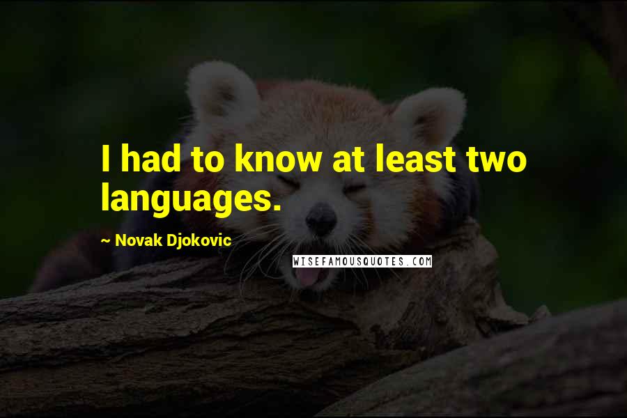 Novak Djokovic Quotes: I had to know at least two languages.