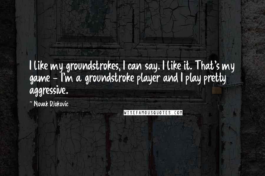 Novak Djokovic Quotes: I like my groundstrokes, I can say. I like it. That's my game - I'm a groundstroke player and I play pretty aggressive.