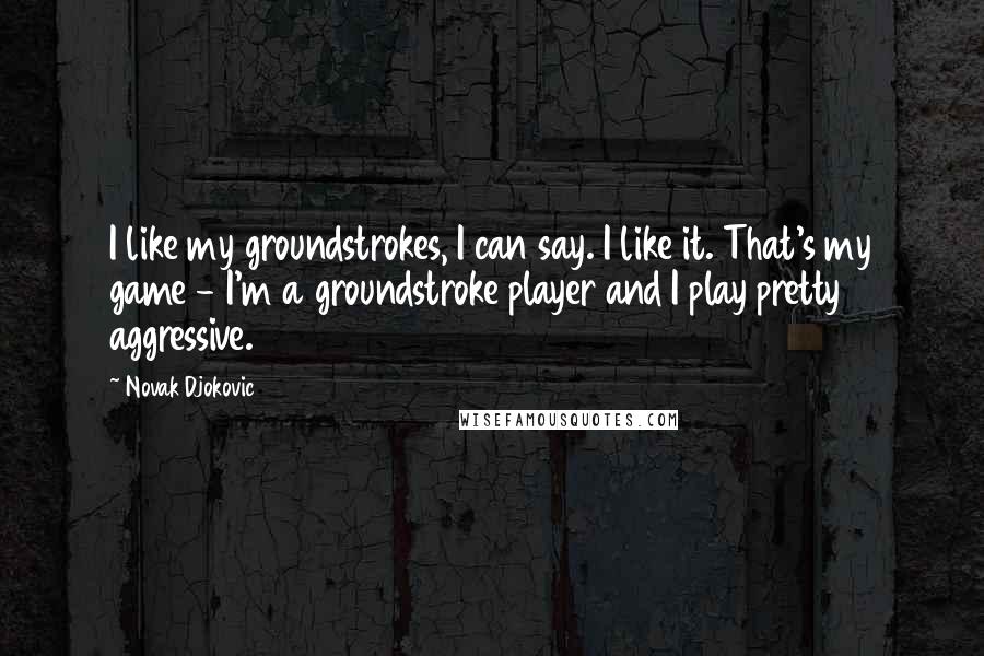 Novak Djokovic Quotes: I like my groundstrokes, I can say. I like it. That's my game - I'm a groundstroke player and I play pretty aggressive.