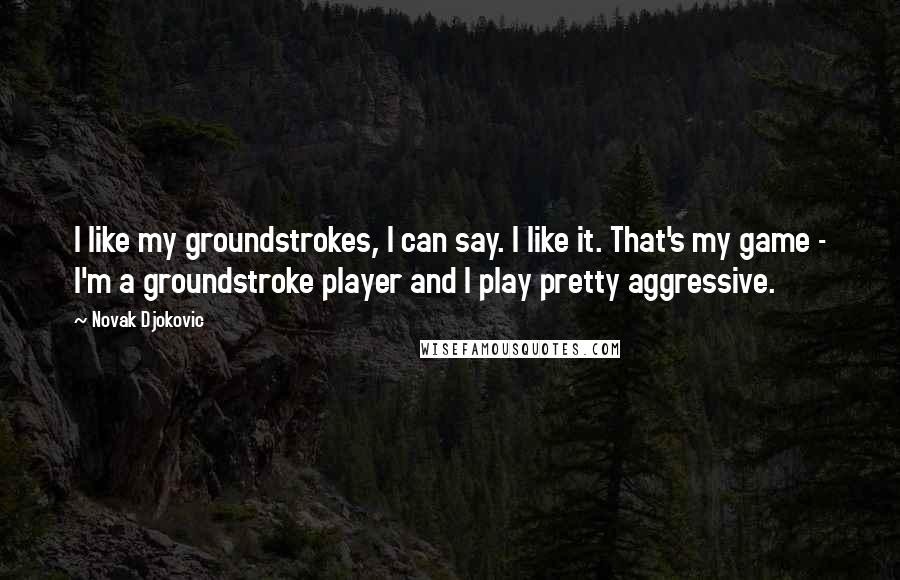 Novak Djokovic Quotes: I like my groundstrokes, I can say. I like it. That's my game - I'm a groundstroke player and I play pretty aggressive.