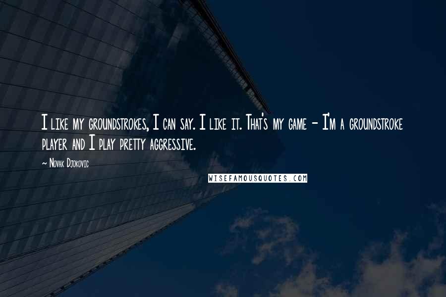 Novak Djokovic Quotes: I like my groundstrokes, I can say. I like it. That's my game - I'm a groundstroke player and I play pretty aggressive.