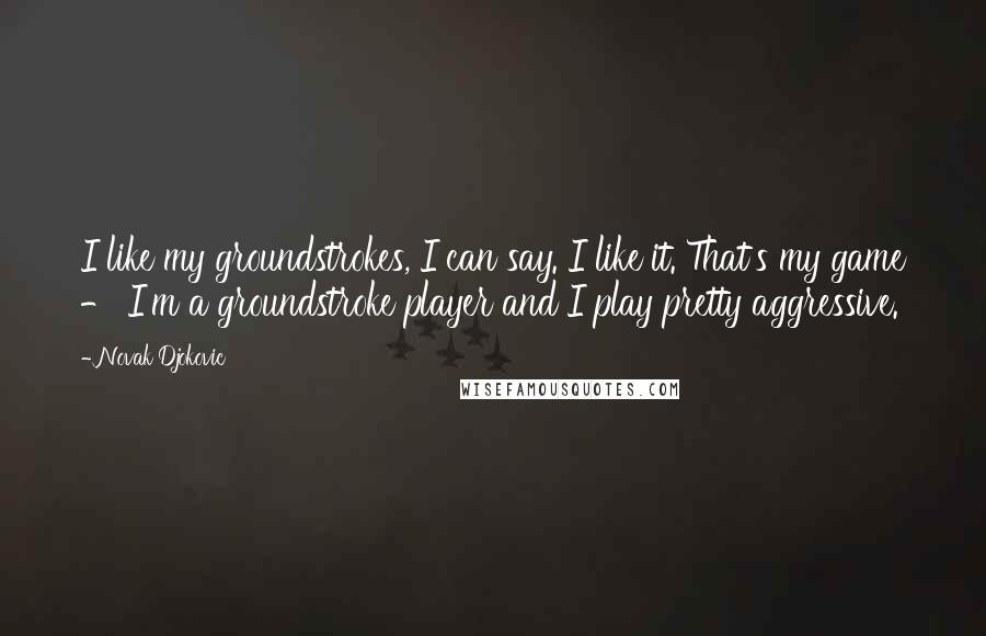 Novak Djokovic Quotes: I like my groundstrokes, I can say. I like it. That's my game - I'm a groundstroke player and I play pretty aggressive.