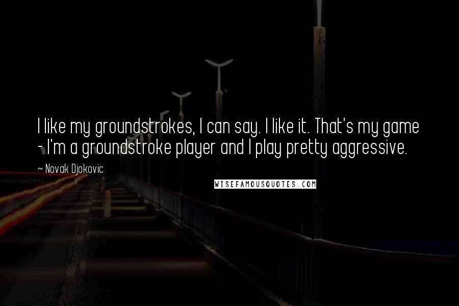 Novak Djokovic Quotes: I like my groundstrokes, I can say. I like it. That's my game - I'm a groundstroke player and I play pretty aggressive.