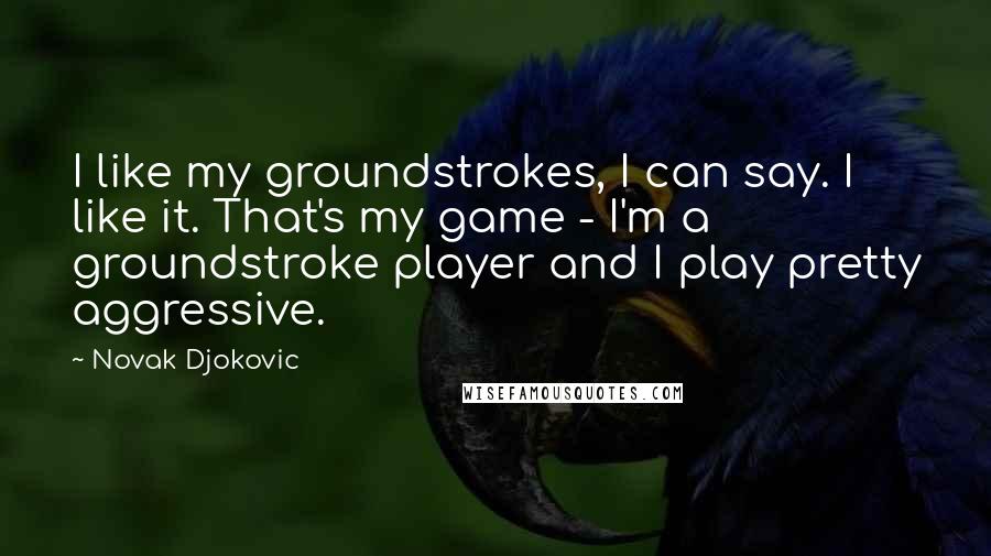 Novak Djokovic Quotes: I like my groundstrokes, I can say. I like it. That's my game - I'm a groundstroke player and I play pretty aggressive.