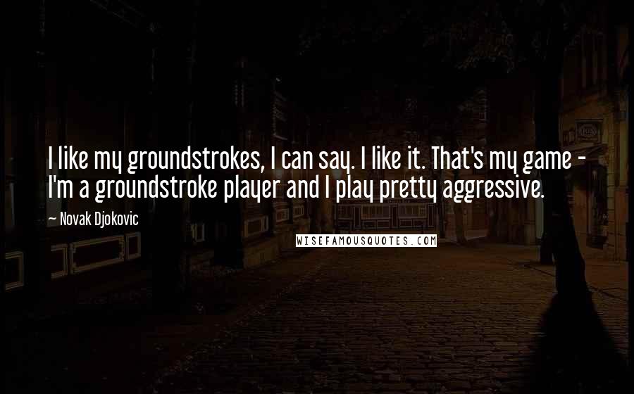 Novak Djokovic Quotes: I like my groundstrokes, I can say. I like it. That's my game - I'm a groundstroke player and I play pretty aggressive.