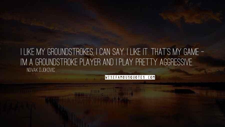 Novak Djokovic Quotes: I like my groundstrokes, I can say. I like it. That's my game - I'm a groundstroke player and I play pretty aggressive.