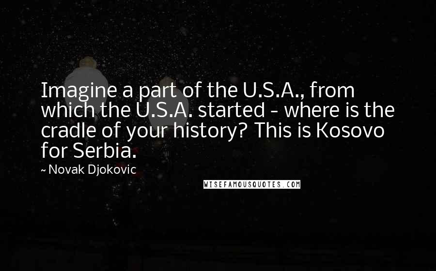 Novak Djokovic Quotes: Imagine a part of the U.S.A., from which the U.S.A. started - where is the cradle of your history? This is Kosovo for Serbia.