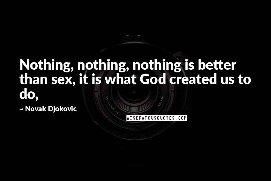 Novak Djokovic Quotes: Nothing, nothing, nothing is better than sex, it is what God created us to do,