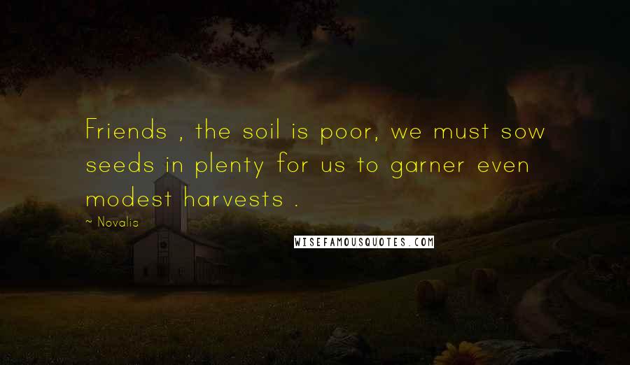 Novalis Quotes: Friends , the soil is poor, we must sow seeds in plenty for us to garner even modest harvests .