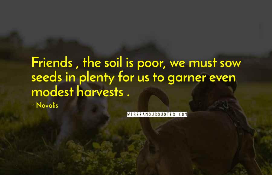 Novalis Quotes: Friends , the soil is poor, we must sow seeds in plenty for us to garner even modest harvests .