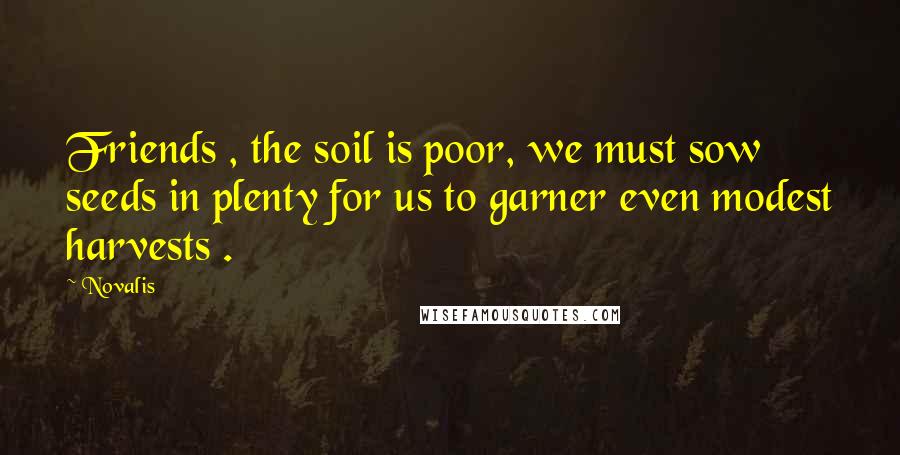 Novalis Quotes: Friends , the soil is poor, we must sow seeds in plenty for us to garner even modest harvests .