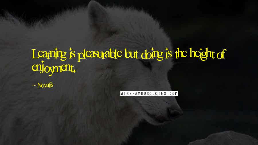 Novalis Quotes: Learning is pleasurable but doing is the height of enjoyment.