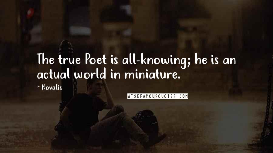 Novalis Quotes: The true Poet is all-knowing; he is an actual world in miniature.