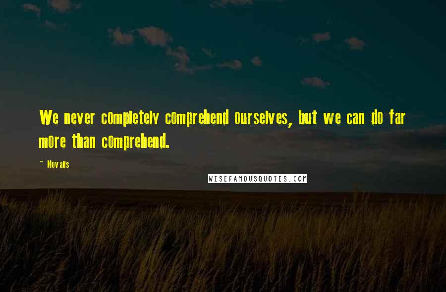 Novalis Quotes: We never completely comprehend ourselves, but we can do far more than comprehend.
