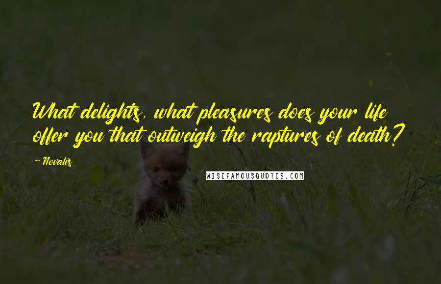 Novalis Quotes: What delights, what pleasures does your life offer you that outweigh the raptures of death?
