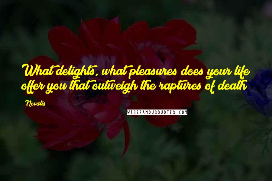Novalis Quotes: What delights, what pleasures does your life offer you that outweigh the raptures of death?