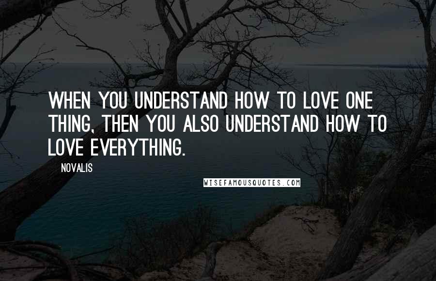 Novalis Quotes: When you understand how to love one thing, then you also understand how to love everything.