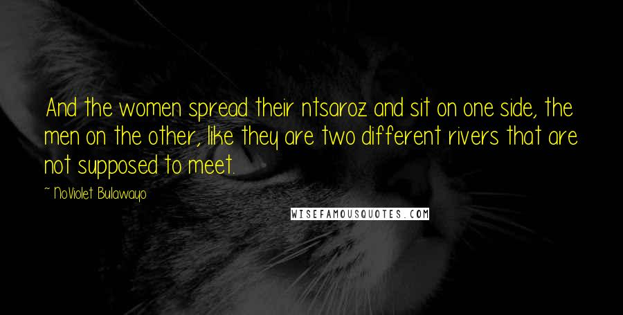NoViolet Bulawayo Quotes: And the women spread their ntsaroz and sit on one side, the men on the other, like they are two different rivers that are not supposed to meet.