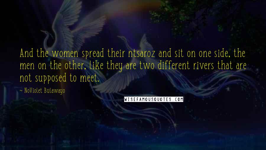NoViolet Bulawayo Quotes: And the women spread their ntsaroz and sit on one side, the men on the other, like they are two different rivers that are not supposed to meet.