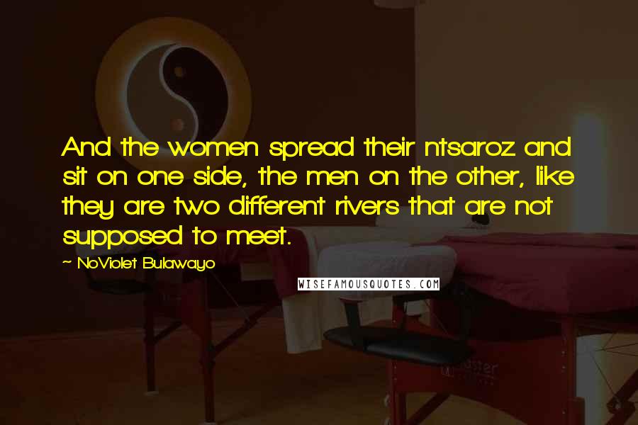 NoViolet Bulawayo Quotes: And the women spread their ntsaroz and sit on one side, the men on the other, like they are two different rivers that are not supposed to meet.