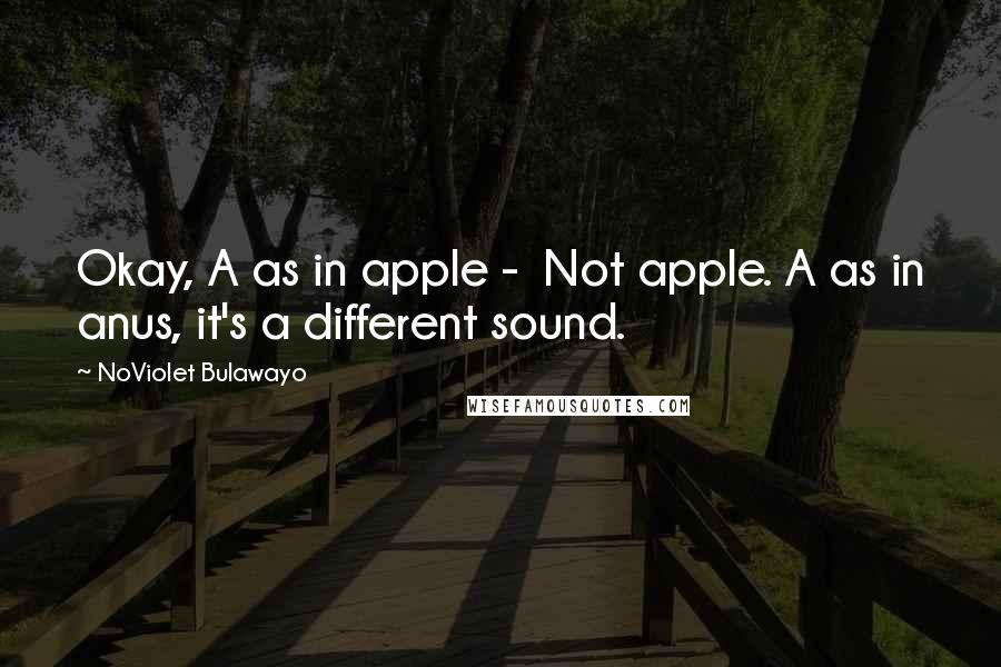 NoViolet Bulawayo Quotes: Okay, A as in apple -  Not apple. A as in anus, it's a different sound.