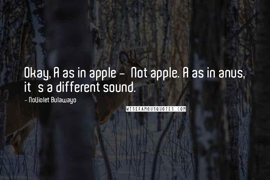 NoViolet Bulawayo Quotes: Okay, A as in apple -  Not apple. A as in anus, it's a different sound.