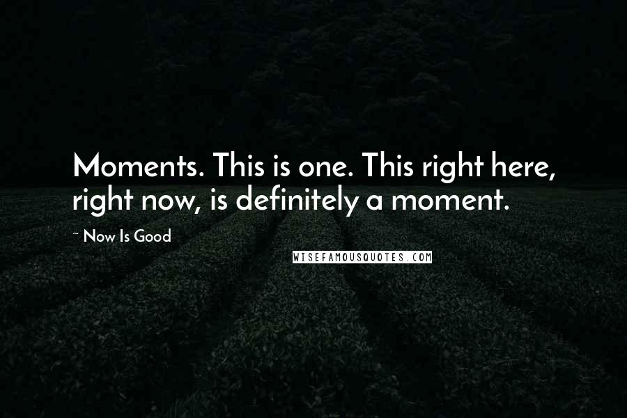 Now Is Good Quotes: Moments. This is one. This right here, right now, is definitely a moment.