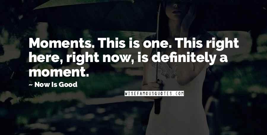 Now Is Good Quotes: Moments. This is one. This right here, right now, is definitely a moment.