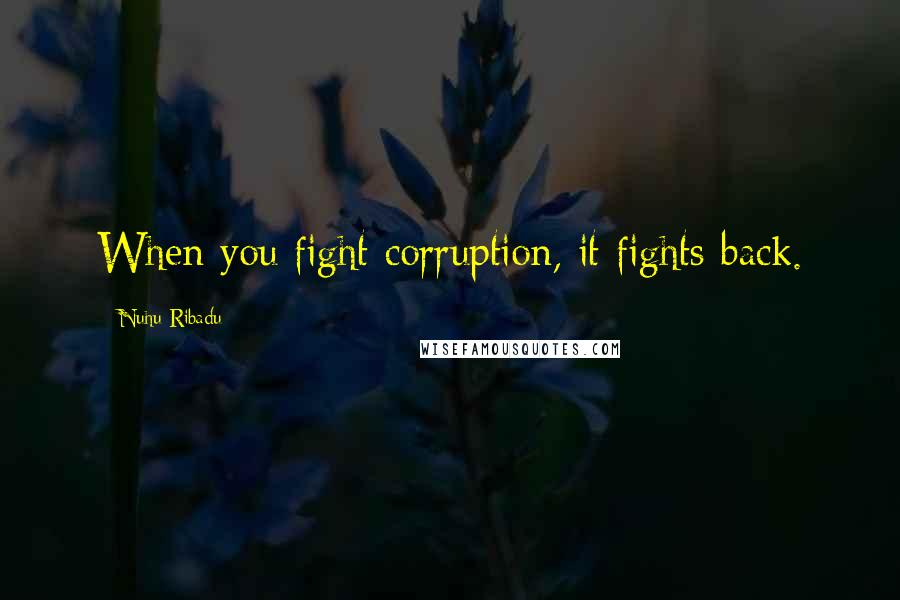 Nuhu Ribadu Quotes: When you fight corruption, it fights back.