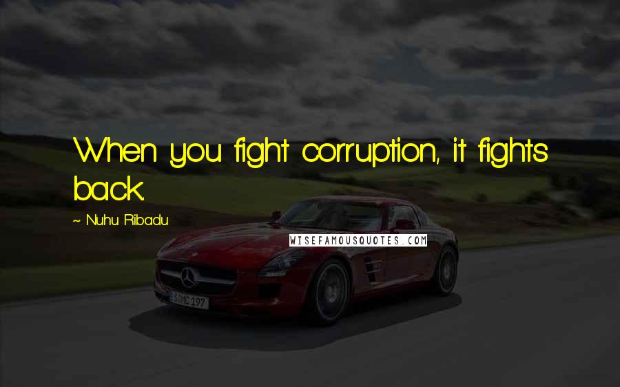 Nuhu Ribadu Quotes: When you fight corruption, it fights back.