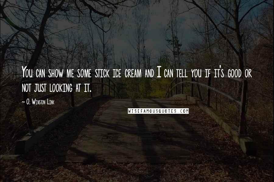 O. Winston Link Quotes: You can show me some stick ice cream and I can tell you if it's good or not just looking at it.