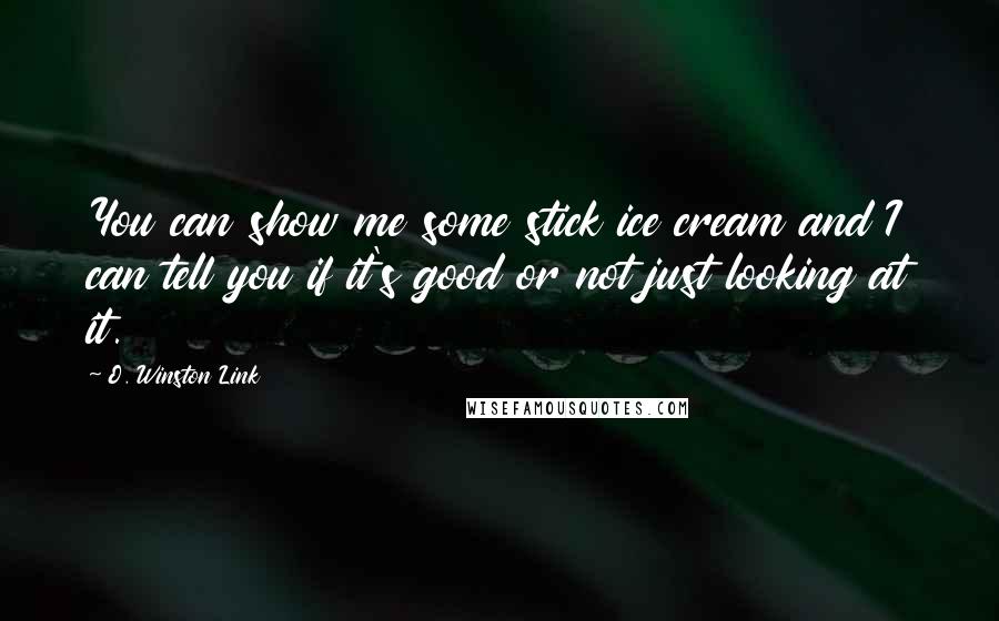 O. Winston Link Quotes: You can show me some stick ice cream and I can tell you if it's good or not just looking at it.