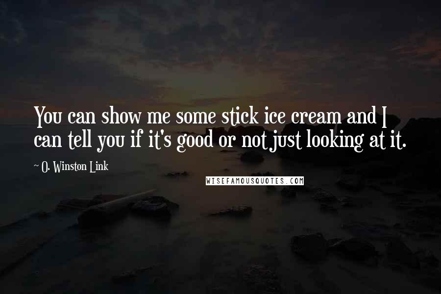 O. Winston Link Quotes: You can show me some stick ice cream and I can tell you if it's good or not just looking at it.