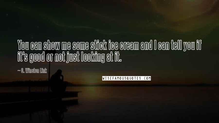 O. Winston Link Quotes: You can show me some stick ice cream and I can tell you if it's good or not just looking at it.