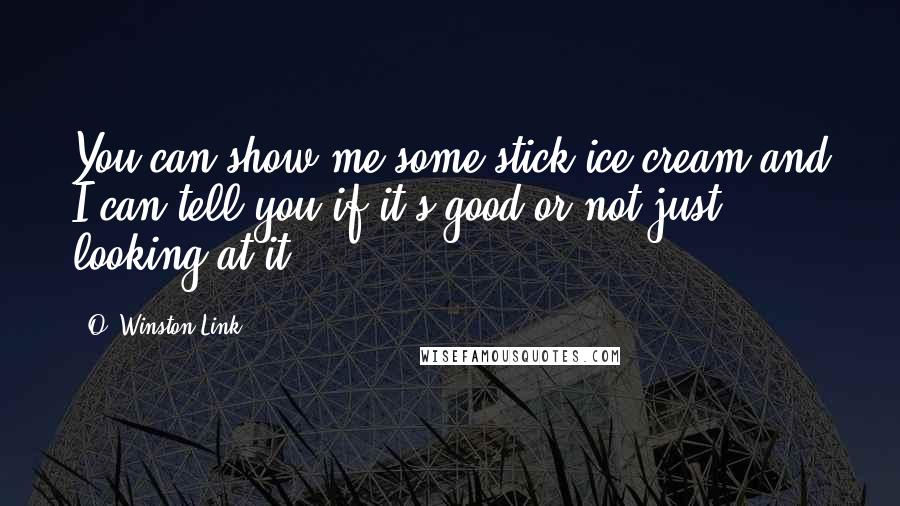 O. Winston Link Quotes: You can show me some stick ice cream and I can tell you if it's good or not just looking at it.