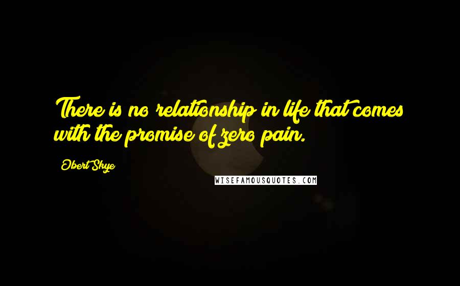 Obert Skye Quotes: There is no relationship in life that comes with the promise of zero pain.