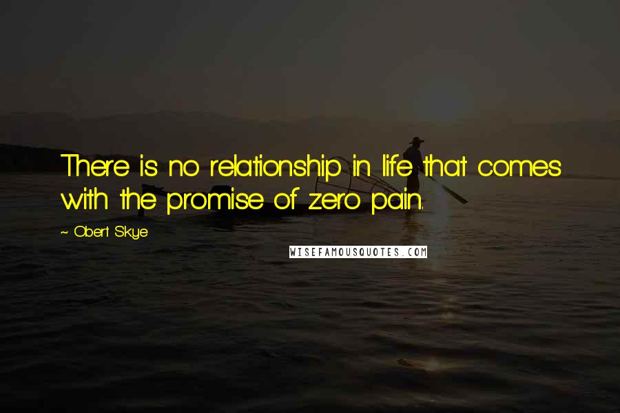 Obert Skye Quotes: There is no relationship in life that comes with the promise of zero pain.