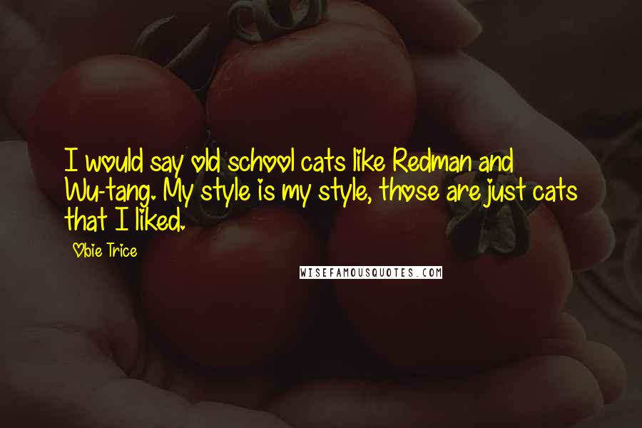 Obie Trice Quotes: I would say old school cats like Redman and Wu-tang. My style is my style, those are just cats that I liked.