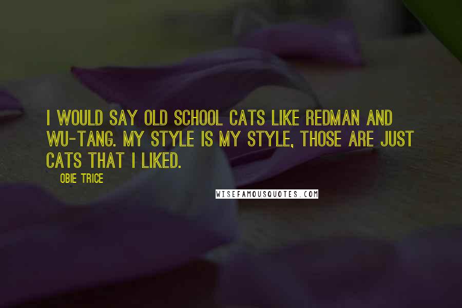 Obie Trice Quotes: I would say old school cats like Redman and Wu-tang. My style is my style, those are just cats that I liked.