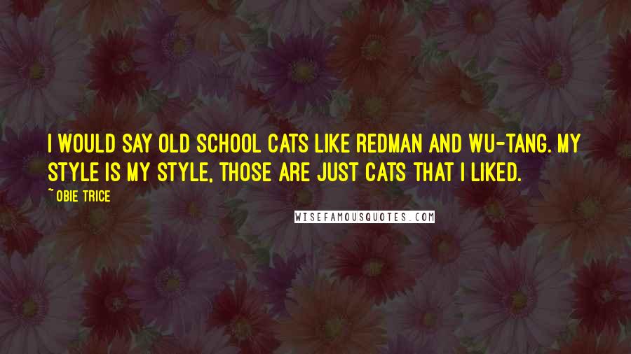 Obie Trice Quotes: I would say old school cats like Redman and Wu-tang. My style is my style, those are just cats that I liked.