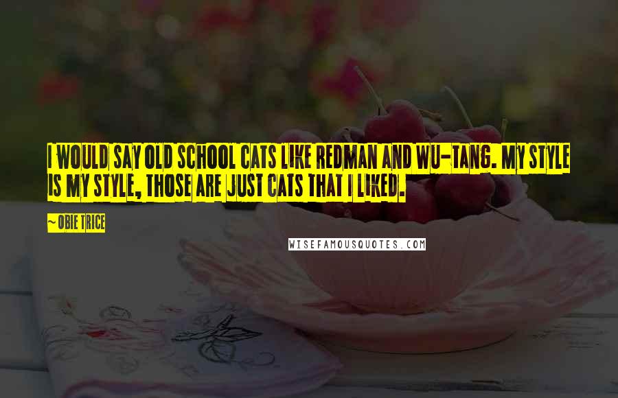 Obie Trice Quotes: I would say old school cats like Redman and Wu-tang. My style is my style, those are just cats that I liked.