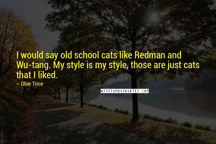 Obie Trice Quotes: I would say old school cats like Redman and Wu-tang. My style is my style, those are just cats that I liked.