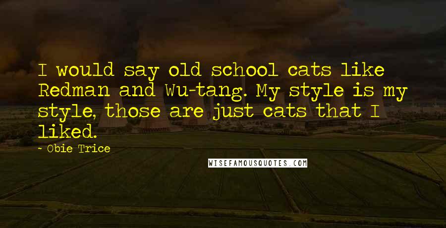 Obie Trice Quotes: I would say old school cats like Redman and Wu-tang. My style is my style, those are just cats that I liked.