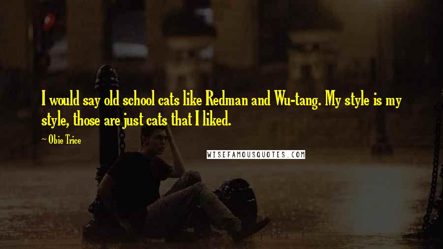 Obie Trice Quotes: I would say old school cats like Redman and Wu-tang. My style is my style, those are just cats that I liked.