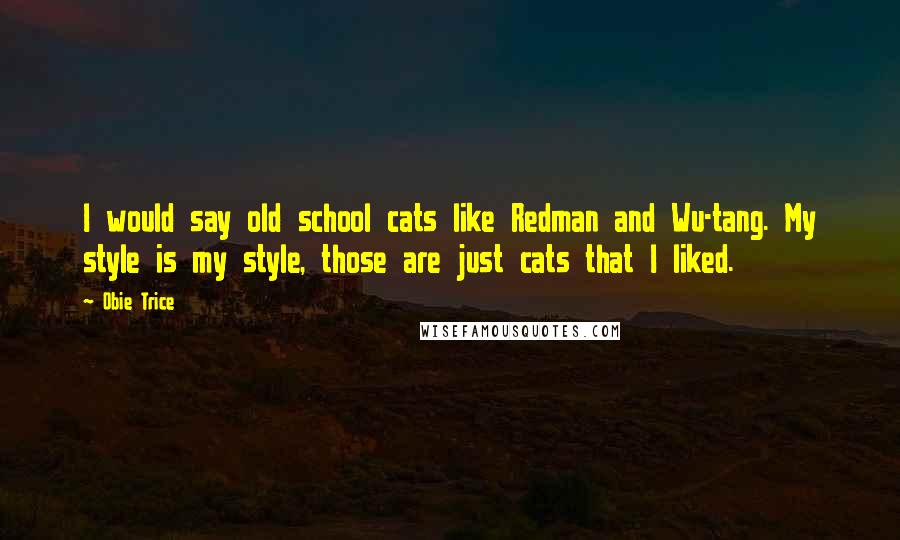 Obie Trice Quotes: I would say old school cats like Redman and Wu-tang. My style is my style, those are just cats that I liked.