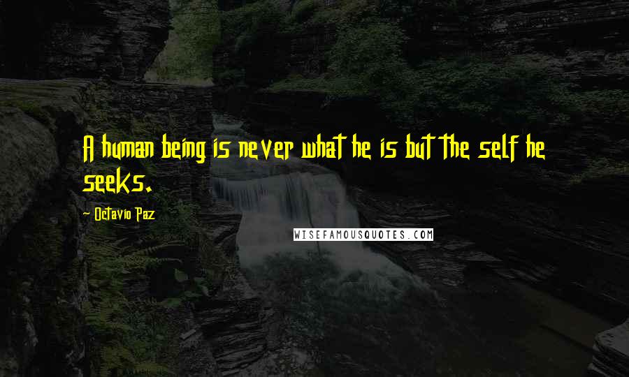 Octavio Paz Quotes: A human being is never what he is but the self he seeks.